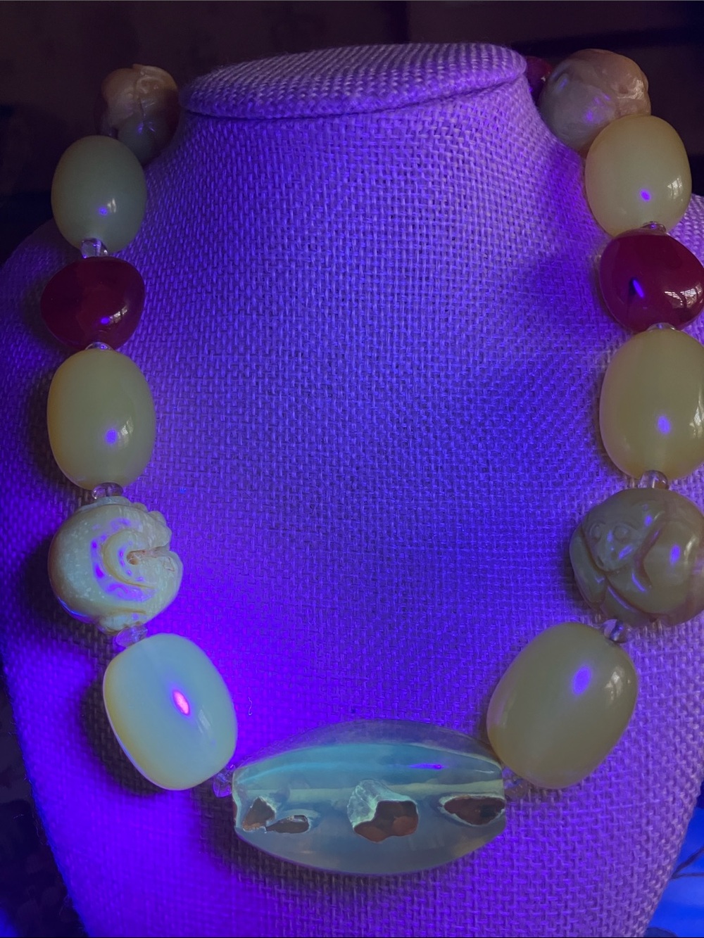 AMBER, CARVED AMBER, CARNELIAN, CORAL END BEADS, CITRINE SPACER BEADS - Picture 10 of 14